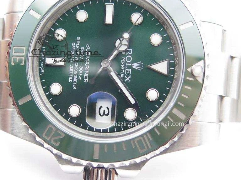 0404 TopPick Submariner 116610 LV Green Ceramic JF 1:1 Best Edition On SS Bracelet SA3135 V 3974